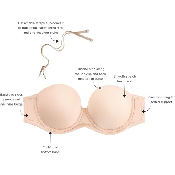 Wacoal Tan Seamless Strapless Bra with Sweetheart Neckline - Picture 9 of 16